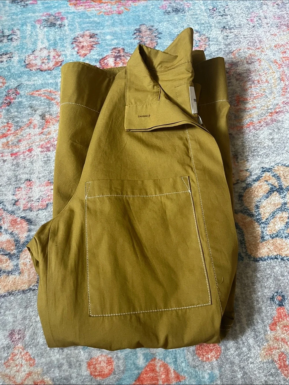 Anthropology Maeve Short-Sleeve A-Line Dress in Olive - Picture 7 of 8